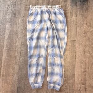 Women's Small Blue Plaid Tapered Hollister Pajama Pants